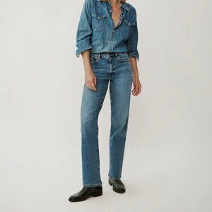 Buck Mason Medium Blue High-Rise Rider Jeans Size 30